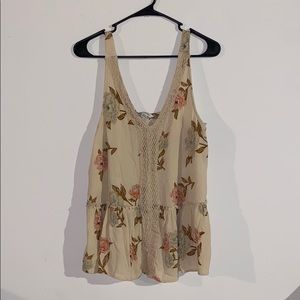 Flowing tank with lace and flower designs